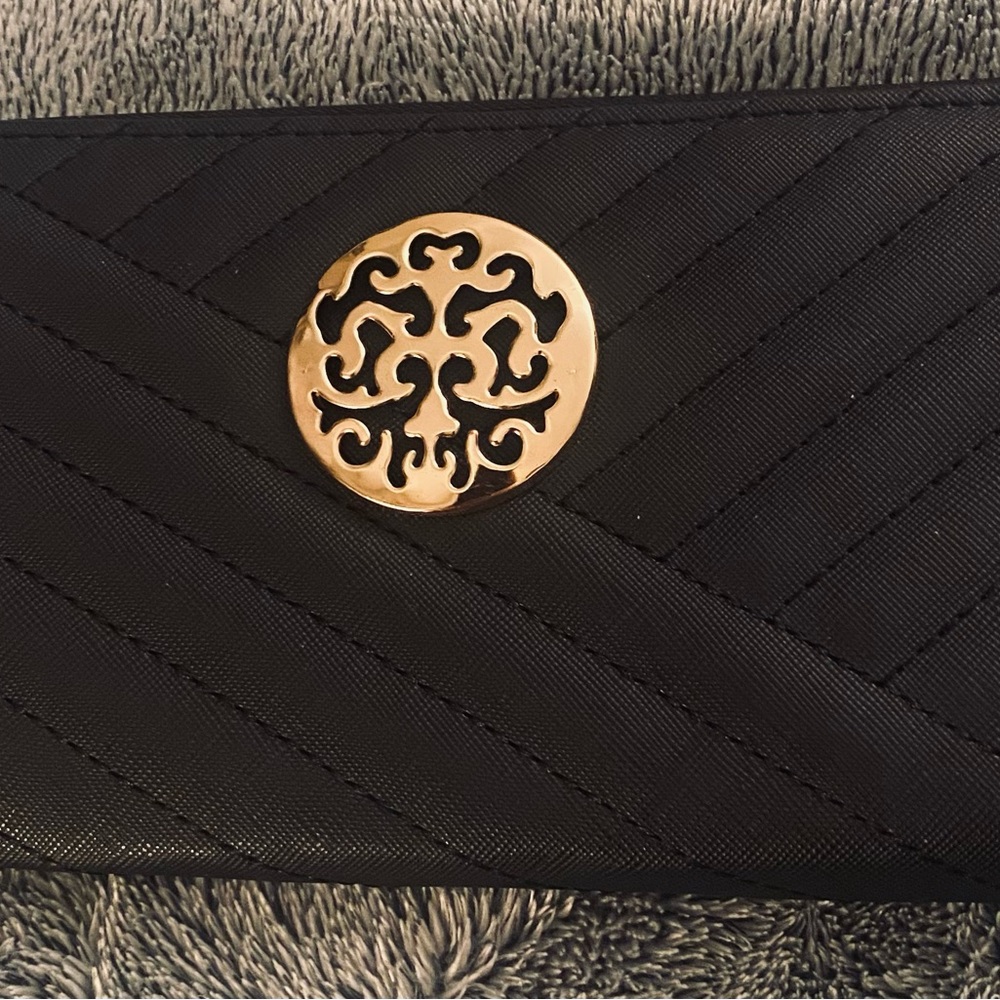 Elegant Black Clutch with Gold Accent
